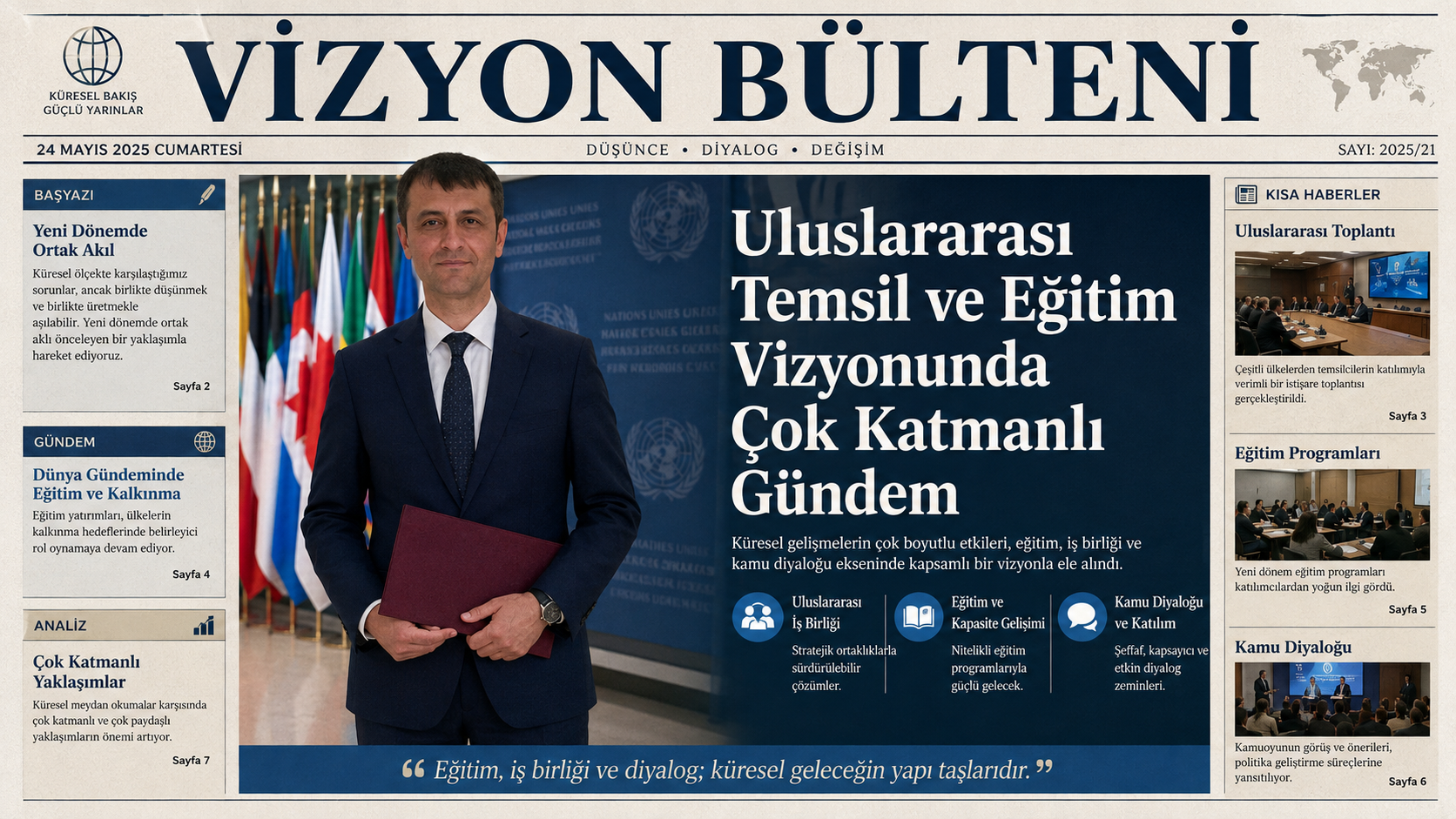 Prof. Dr. Bilal Semih Bozdemir - Vizyon Bülteni: Uluslararası Temsil ve Eğitim Vizyonunda Çok Katmanlı Gündem